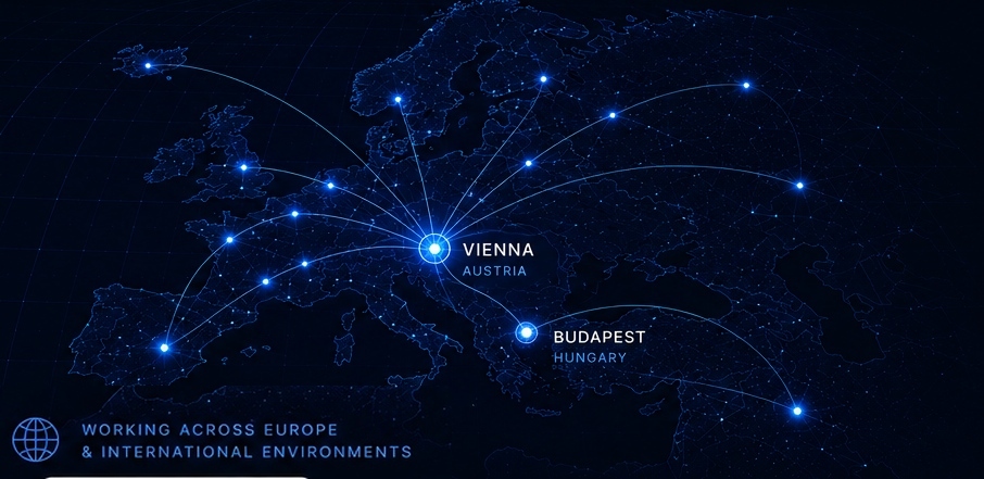 Europe network map highlighting Vienna and Budapest