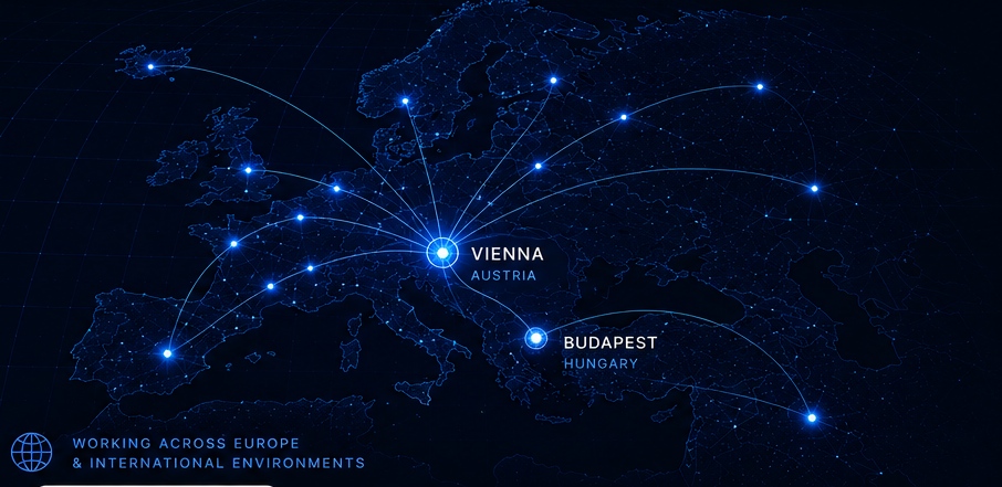 Europe network map highlighting Vienna and Budapest